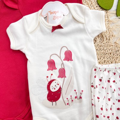  CONJ. DE MALHA 3 PEÇAS - Joaninha - Off White e Vermelho